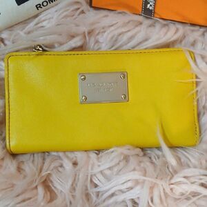 Michael Kors Yellow Wallet with Silver Accents